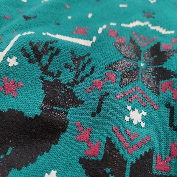 🔥VTG 90's Reindeer Holiday Print Sweatshirt🔥 - Picture 3 of 4